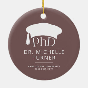 Custom Photo PhD Doctoral Degree Graduation Ceramic Tree Decoration