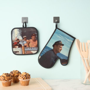 Custom Photo Picture Memory keepsake Oven Mitt & Pot Holder Set