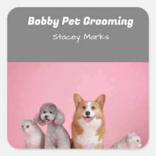 Custom photo pink and grey Spiral Notebook Square Sticker