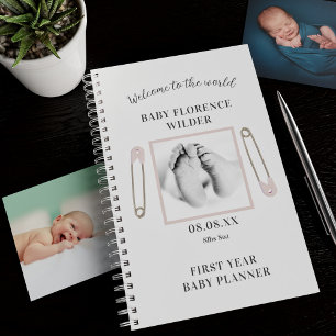 Custom Photo Pink Baby Girl First Year Planner