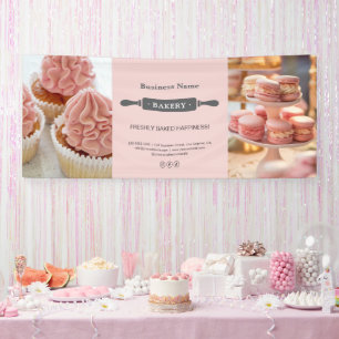 Custom Photo Pink Bakery Rolling Pin Business Banner