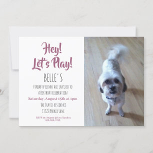 Custom Photo Pink Puppy Dog Birthday Party Invitation