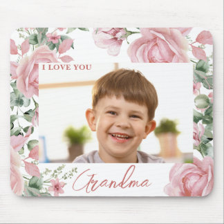 Custom Photo Pink Rose Mouse Mat