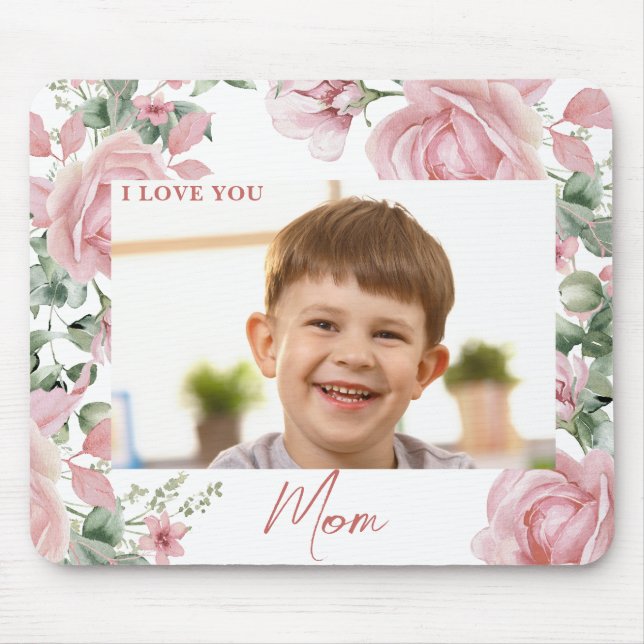Custom Photo Pink Rose  Mouse Mat (Front)