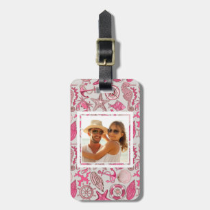 Custom Photo Pink Sea Pattern Luggage Tag
