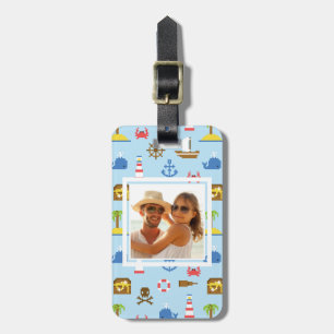 Custom Photo Pixel Sea Art Pattern Luggage Tag