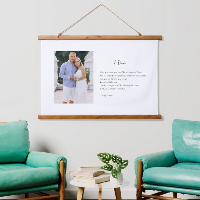 Custom Photo & Poem Script Magnetic Wood Hanging Tapestry (Living Room)
