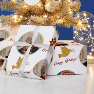 Custom Photo & Poinsettia  Wrapping Paper