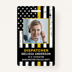 Custom Photo Police Department 911 Dispatcher ID B ID Badge