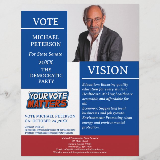 Custom Photo Political Campaign  Flyer (Front)
