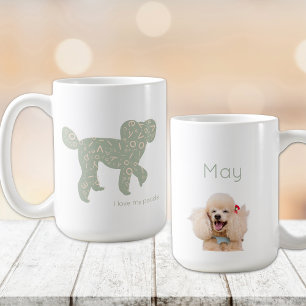 Custom Photo Poodle Dog Mum Name Sage Green Coffee Mug