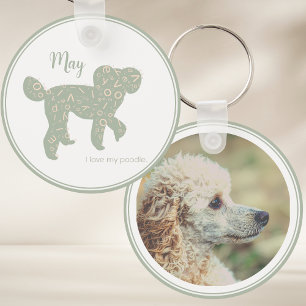 Custom Photo Poodle Keychain Sage Green Name