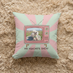 Custom Photo Poodle My Favourite Show Pastel TV Cushion