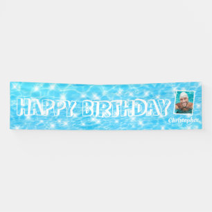 Custom photo Pool birthday party Pool water ripple Banner