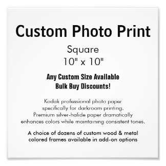 Custom Photo Print - Square 10" x 10"