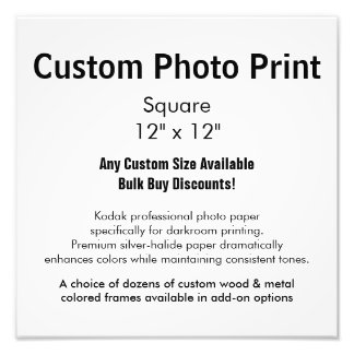 Custom Photo Print - Square 12" x 12"