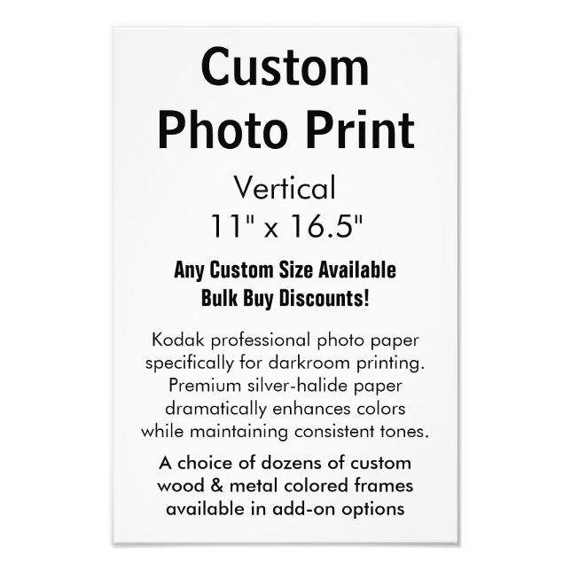 Custom Photo Print - Vertical 11" x 16.5" (Front)