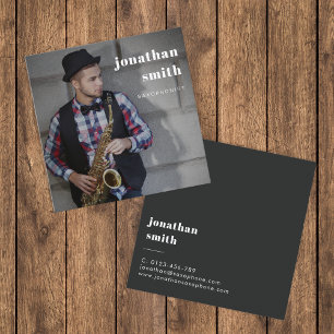 Custom Photo Professional Musician Minimal Square Business Card