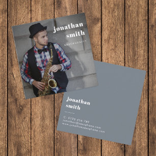Custom Photo Professional Musician Minimal Square Business Card