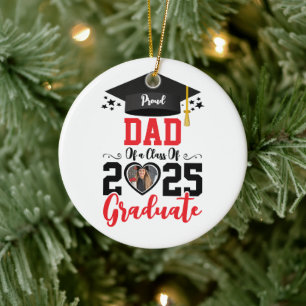 Custom Photo Proud Graduate Family 2025 Gifts Ceramic Tree Decoration