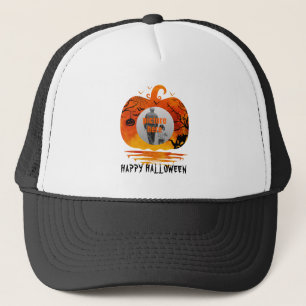 CUSTOM PHOTO PUMPKIN HALLOWEEN GIFTS TRUCKER HAT