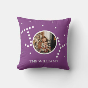 Custom Photo Purple Christmas Holiday Cushion