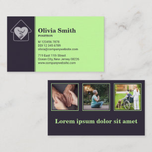 Custom Photo Purple &Green Home Care Business Card