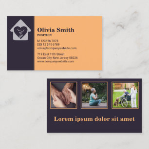 Custom Photo Purple Orange Home Care Business Card