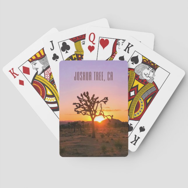 Custom Photo Purple Orange Joshua Tree Sunset Playing Cards (Back)