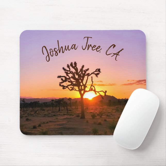 Custom Photo Purple Orange Sunset Joshua Tree Mouse Mat (With Mouse)