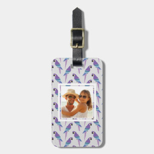 Custom Photo Purple Parrots Luggage Tag