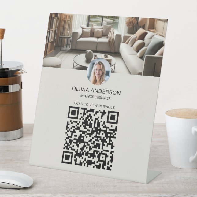 Custom Photo QR Code Business Pedestal Sign (In SItu)