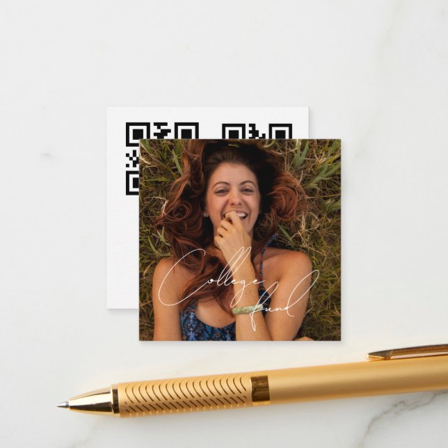 Custom photo qr code college graduation fund enclosure card (Front/Back In Situ)