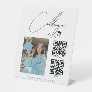 Custom photo qr code college graduation fund sign