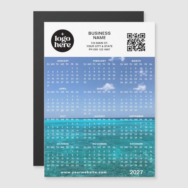 Custom Photo Qr Code Logo 2027 Magnetic Calendar (Front/Back)