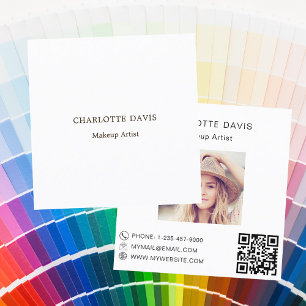 Custom photo Qr code modern brand colour  Square Business Card
