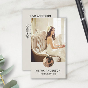Custom Photo QR Code Social Media Photographer Business Card