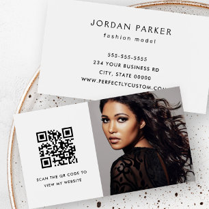 Custom photo QR code white business cards