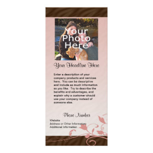 Custom Photo Rack Card, Pink Swirl Card