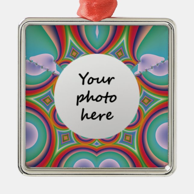 Custom Photo Rainbow Psychedelic Art Metal Tree Decoration (Front)