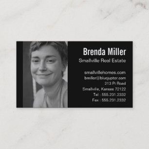 Custom Photo Real Estate Business Black White Business Card
