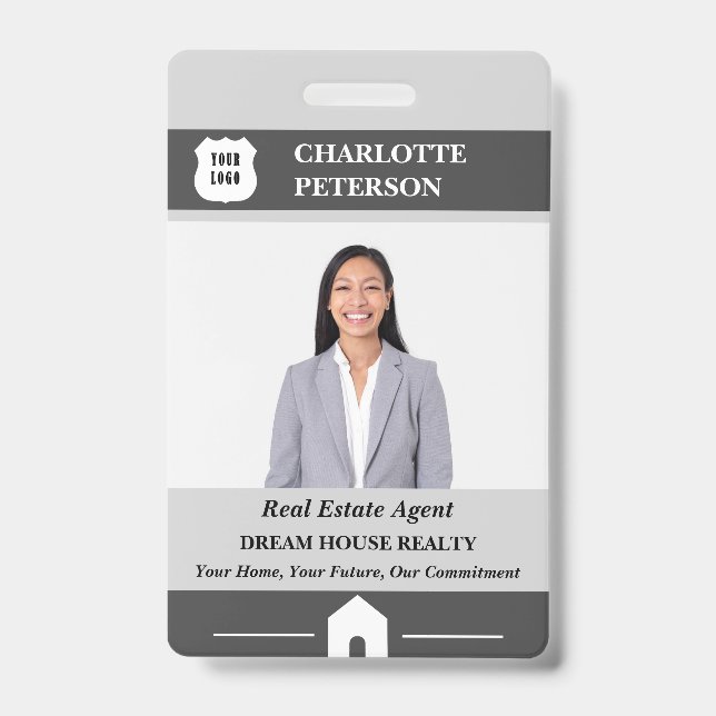 Custom  Photo Real Estate Name  ID Badge (Front)