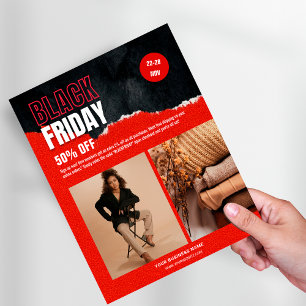 Custom Photo Red Black Friday Product Promo  Flyer