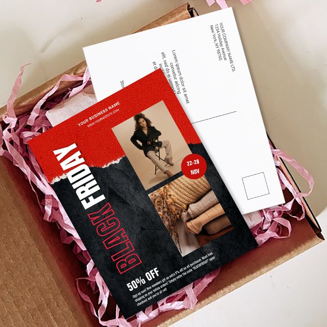 Custom Photo Red Black Friday Product Promo Postcard (Custom Photo Red Black Friday Product Promo Postcard)