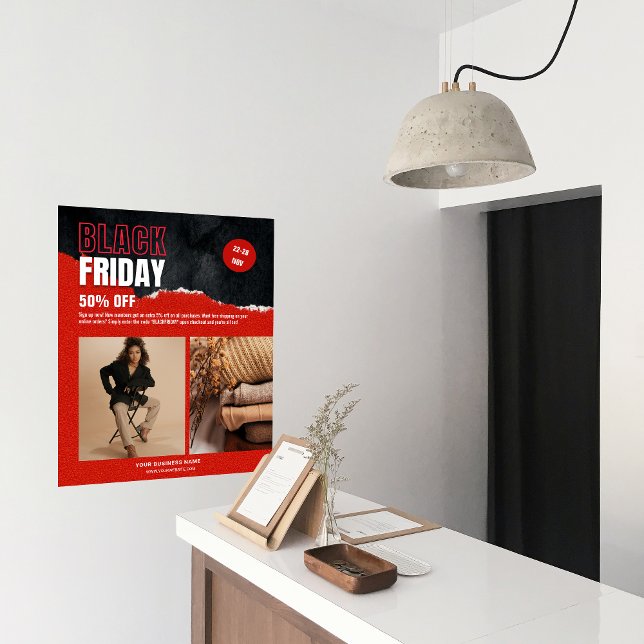 Custom Photo Red Black Friday Product Promo  Poster (Custom Photo Red Black Friday Product Promo Poster)
