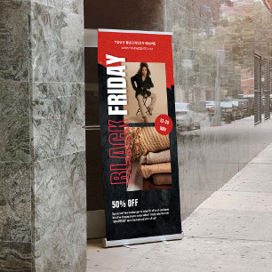 Custom Photo Red Black Friday Product Promo Retractable Banner