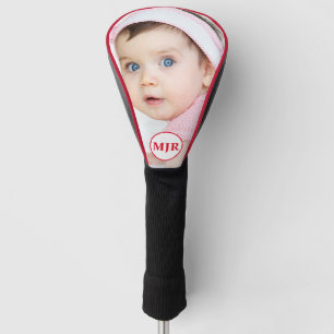 Custom Photo   Red Monogram Personalised Golf Head Cover