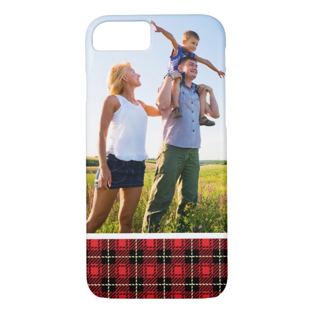 Custom Photo Red Plaid Background Case-Mate iPhone Case (Back)