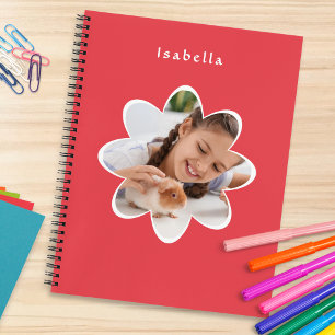 Custom Photo Red Pretty Personalised School Notebook