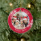 Custom Photo Red Snowflake Circle Ornament